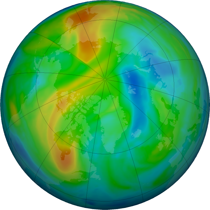 Arctic ozone map for 04 December 2022